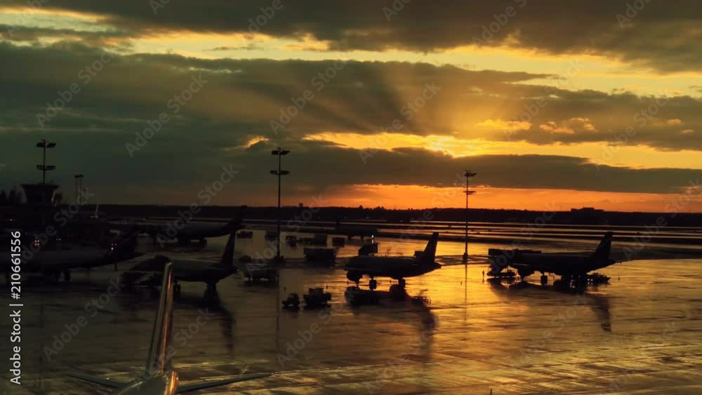 International airport landscape at sunset International airport landscape at sunset