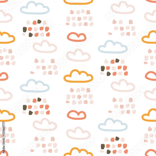 Rainy clouds cute pastel colors seamless vector pattern.