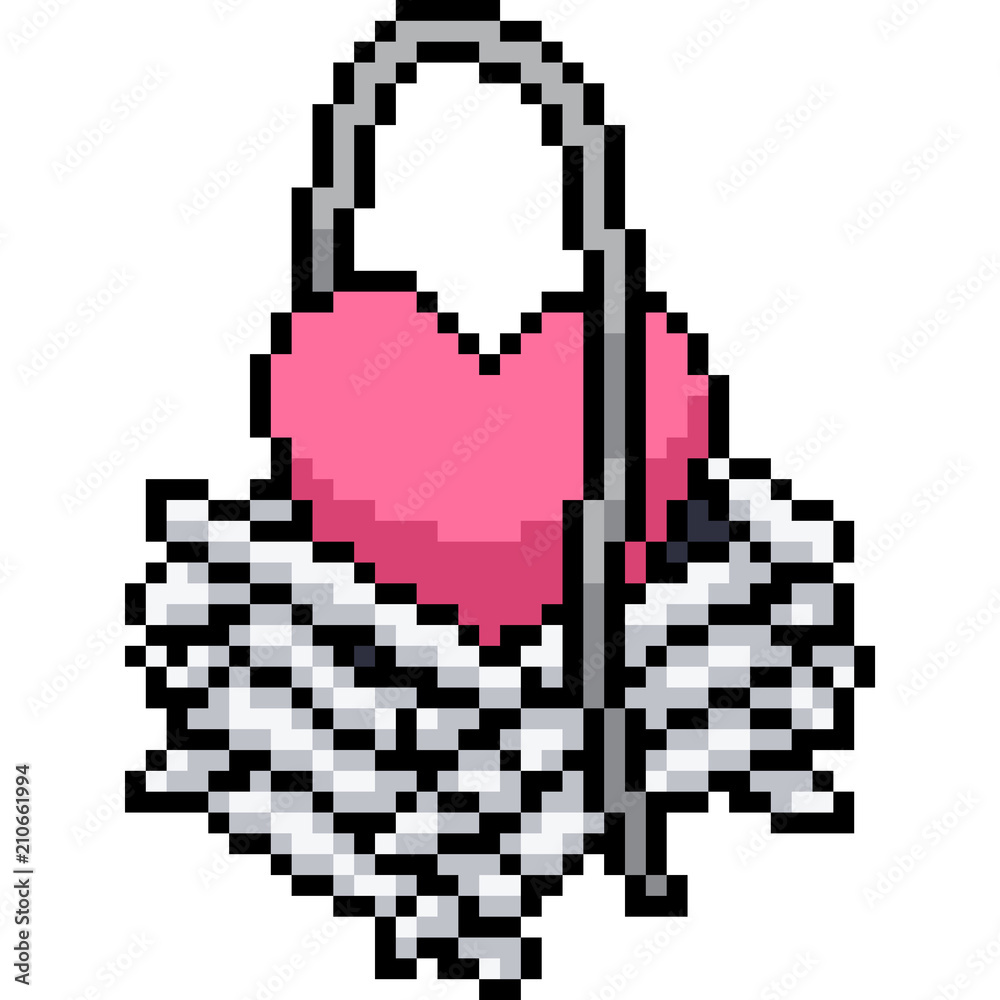 Fototapeta premium vector pixel art basket heart