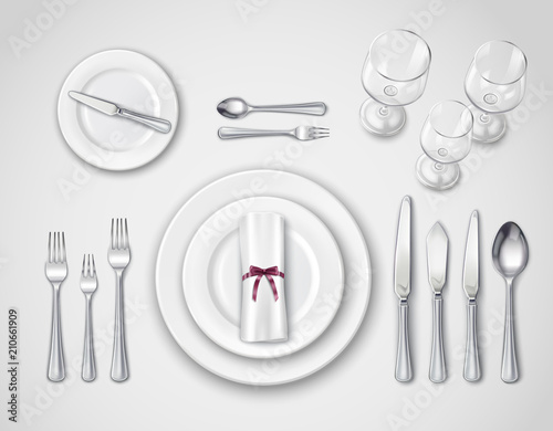 Table Setting Realistic Top View