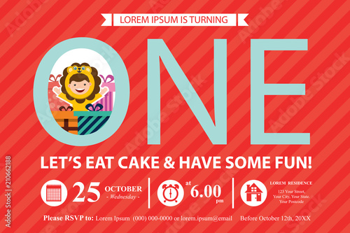 birthday card invitation with kids in animal costume