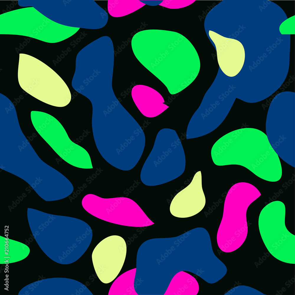 Camouflage pattern background seamless vector illustration. Classic military clothing style. Camo repeat texture shirt print. Green blue black pink colors trendy texture Camouflage pattern background seamless vector illustration. Classic military clothing style. Camo repeat texture shirt print. Green blue black pink colors trendy texture