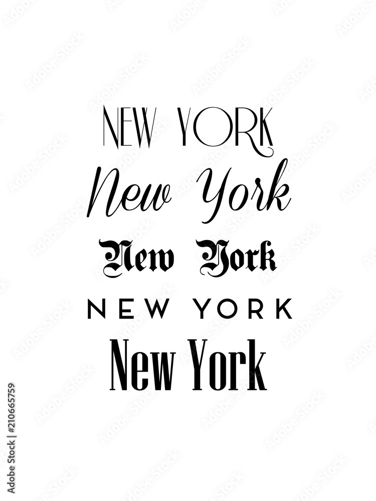 New York City Text Isolated On White For Calligraphy Lettering Vector Print Template