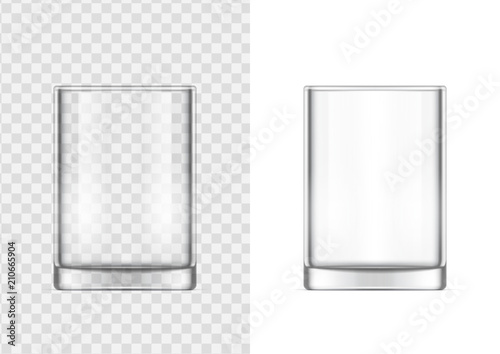 realistic glass cup. Transparent glassware