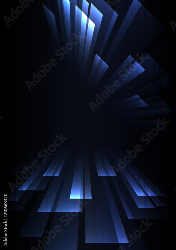 blue triange overlap stripe rush in dark background, bar layer backdrop, simple technology template, vector illustration