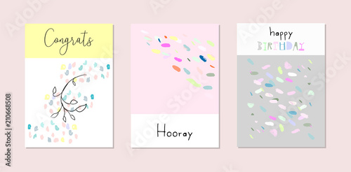 Set of artistic hand drawn creative greeting cards