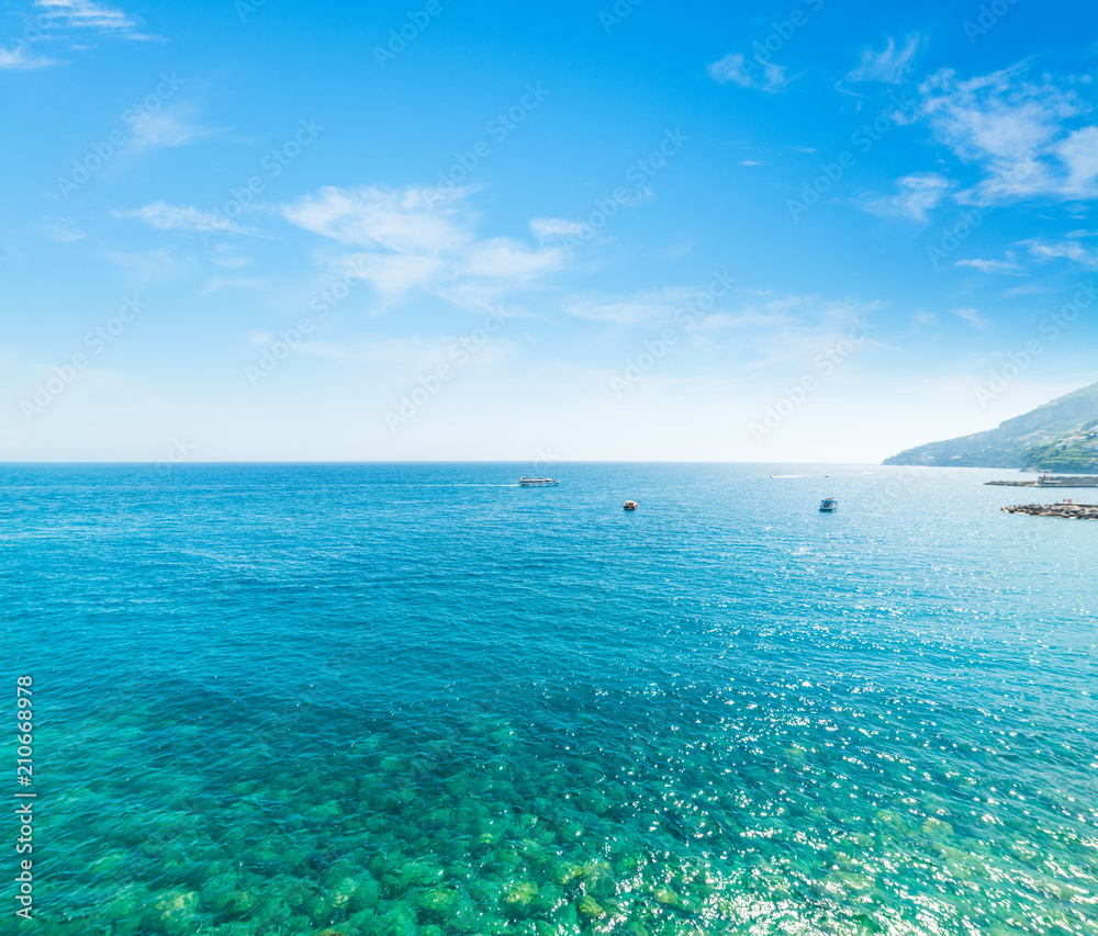 Blue sea in World famous Amalfi coast