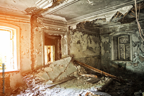 Old ruined abandoned mansion interior