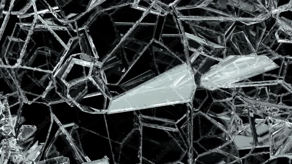 Glass shattered and broken in slow motion. Alpha matte. 3d render. 3d animation Glass shattered and broken in slow motion. Alpha matte. 3d render. 3d animation