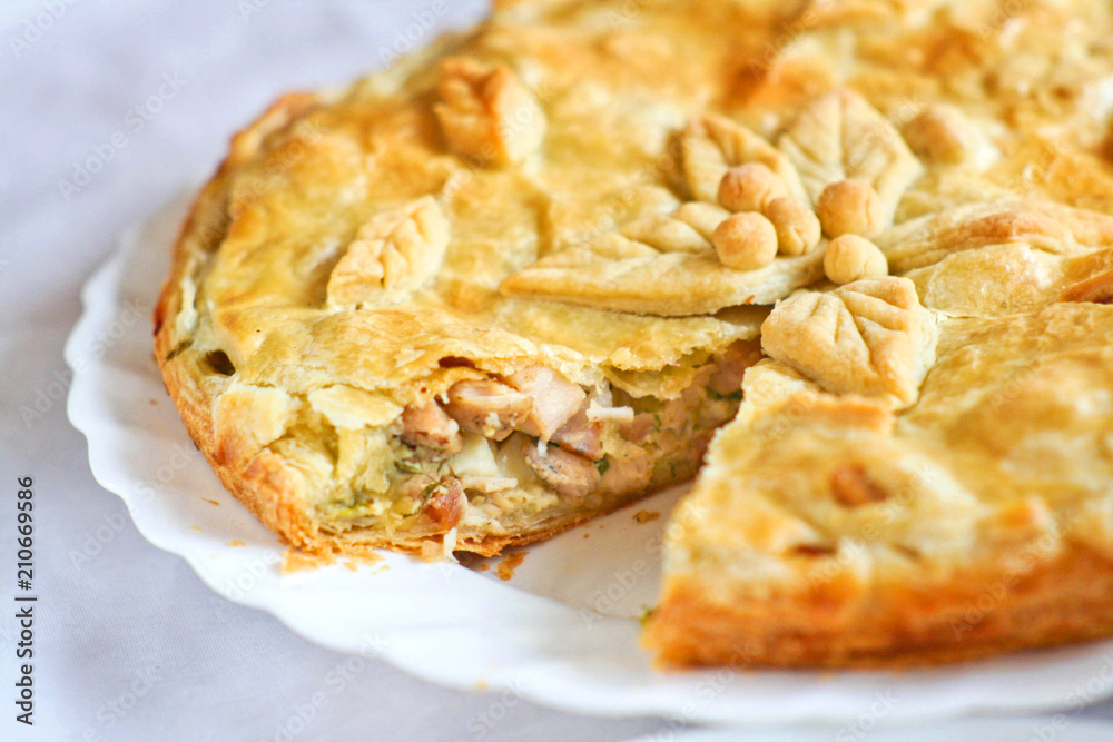 Pie with chicken and egg Pie with chicken and egg