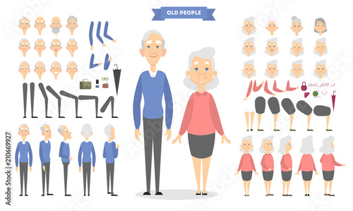 Old couple characters set.