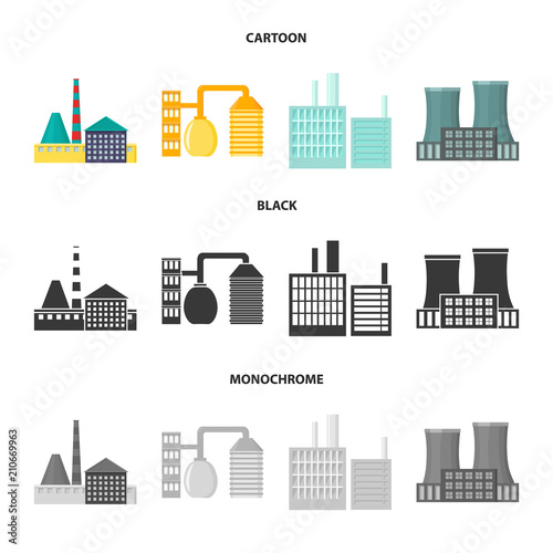 Industry, production.Factory set collection icons in cartoon,black,monochrome style vector symbol stock illustration web.