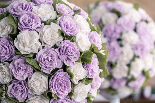 Artificial wedding beautiful bouquet close-up