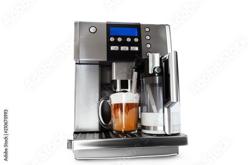 Canvas Print automatic coffee maker with cup of coffee