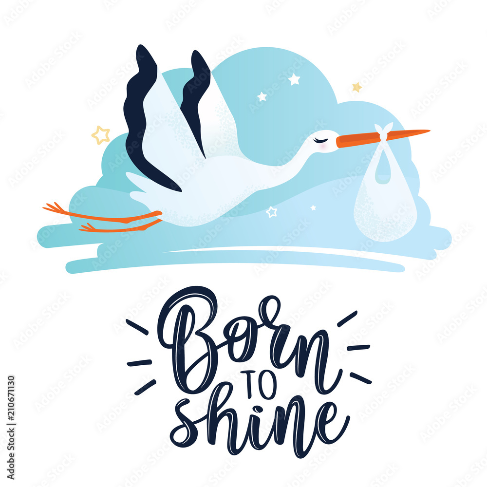 Vector illustration of a slogan Born to shine Vector illustration of a slogan Born to shine