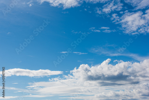 Blue sky and soft clouds in spring