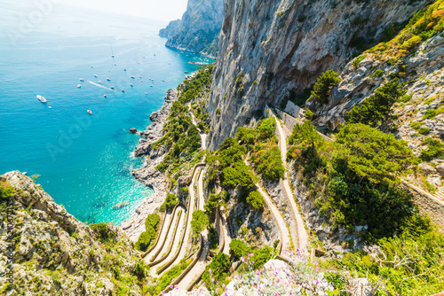 Fototapeta Naklejka Na Ścianę i Meble -  World famous via Krupp seen from above in Capri island