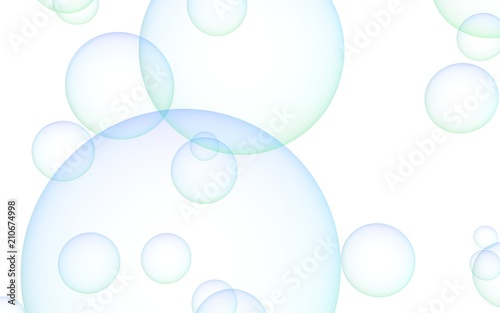 Light pastel colored background with pink bubbles. Wallpaper  texture blue balloons. 3D illustration