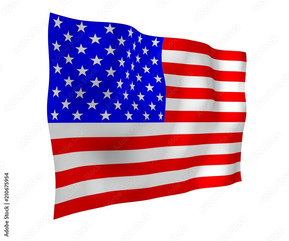 Obraz premium Waving flag of the United States of America. Stars and Stripes. State symbol of the USA. 3D illustration