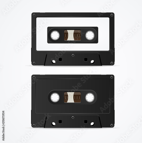 Audio Cassette Tape Mockup Template Blank. Vector