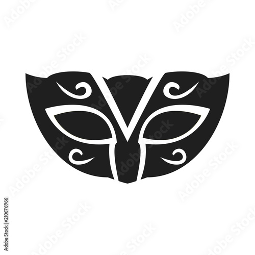 Black masquerade mask symbol on white background