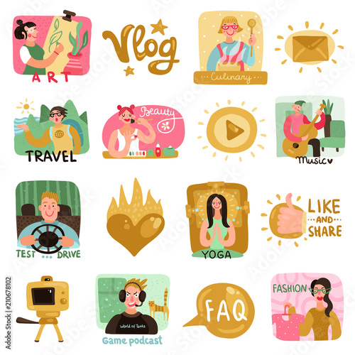 Video Bloggers Icons Set
