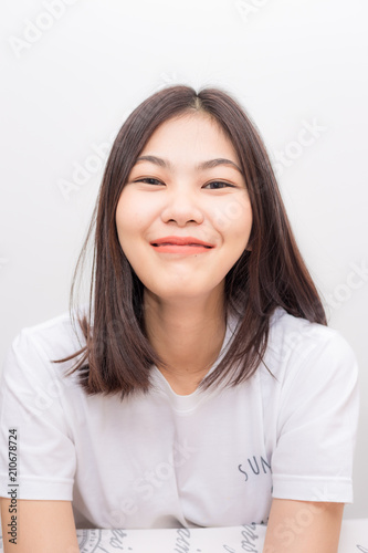 Joyful of happy smiling asian young women