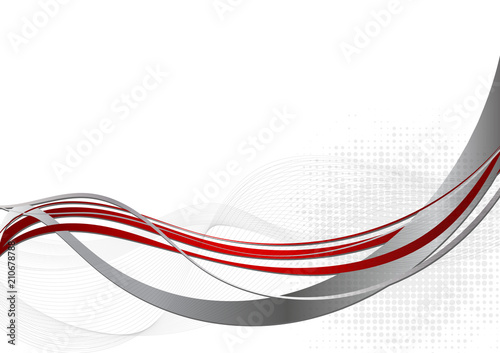 Red and gray abstract wave background. Vector illustration