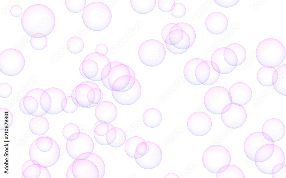 Light pastel colored background with pink bubbles. Wallpaper, texture pink balloons. 3D illustration