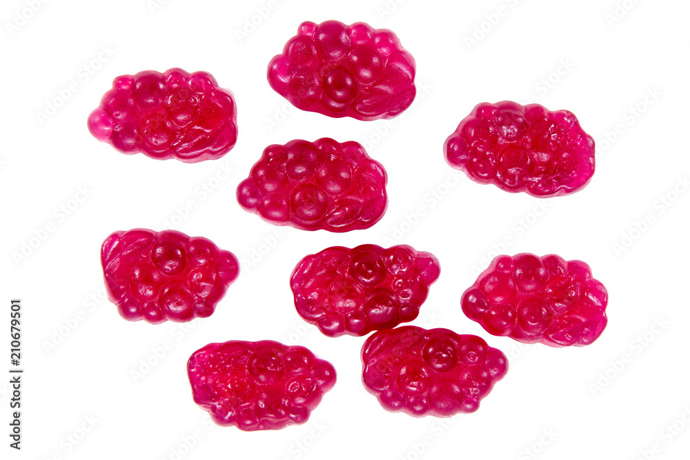 Jelly candy in grape fruit shape style isolated on white background Jelly candy in grape fruit shape style isolated on white background