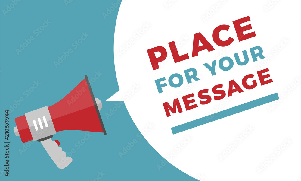 Megaphone icon in flat design with white bubble for text Megaphone icon in flat design with white bubble for text