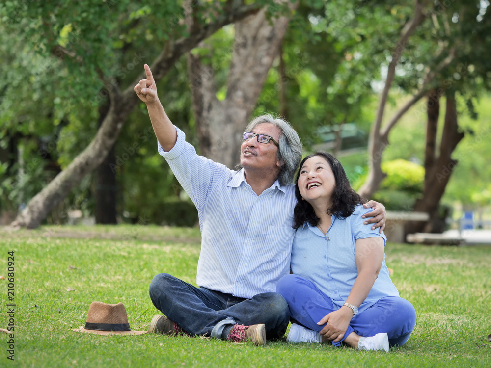 Happy senior couple spend the time together at the park in autumn. Happy senior couple spend the time together at the park in autumn.