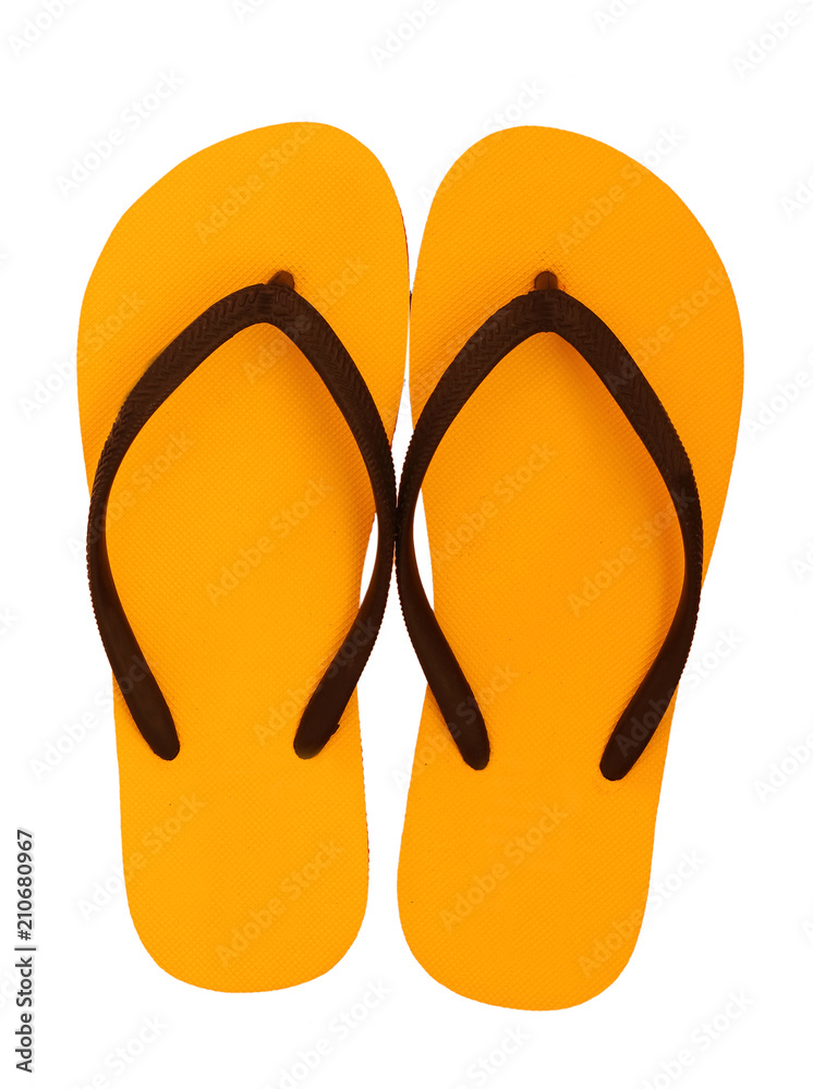 Yellow flip flops isolated on white background. (clipping path) Yellow flip flops isolated on white background. (clipping path)