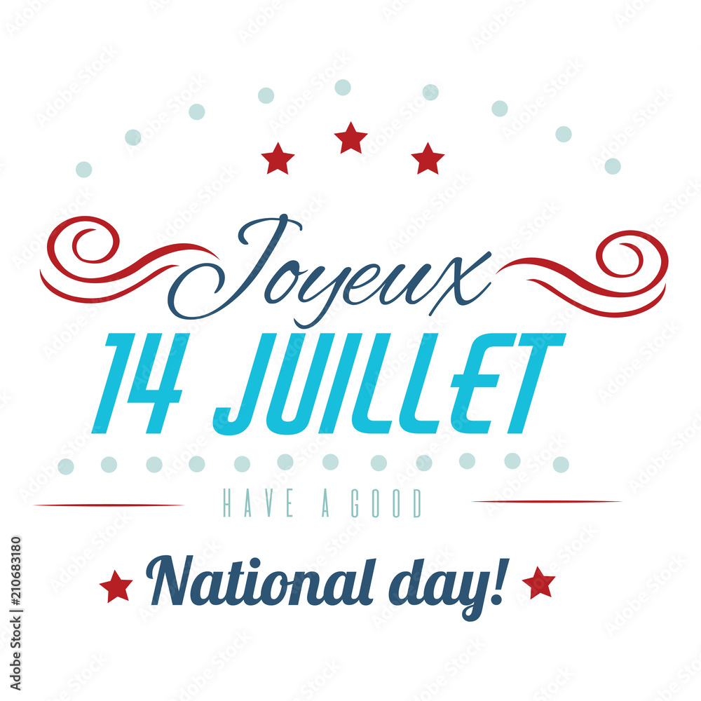 Happy Bastille Day greetings card design. 14th july independence day vive la france Creative Vector illustration, card, banner or poster for French National holiday.