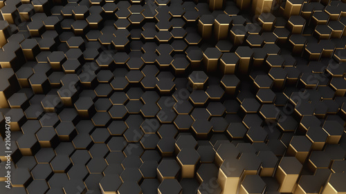 Black-gold abstract field hexagon