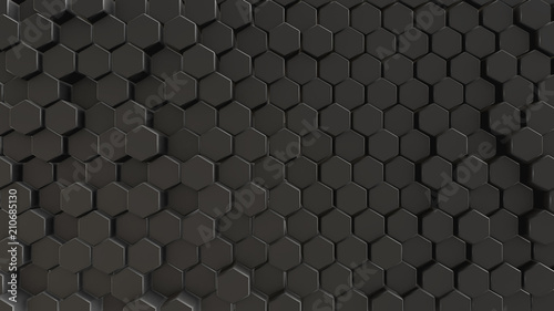 Black abstract field hexagon