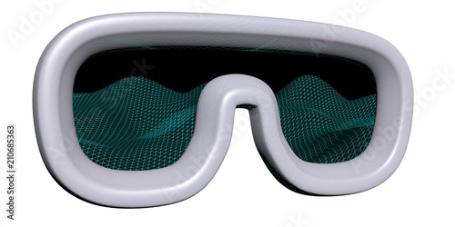 Virtual reality mask illustration on white background. VR glasses technology concept. 3D illustration