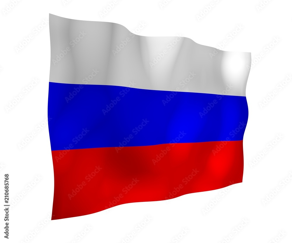 Waving flag of the Russian Federation. The National. State symbol of the Russia. 3D illustration Waving flag of the Russian Federation. The National. State symbol of the Russia. 3D illustration