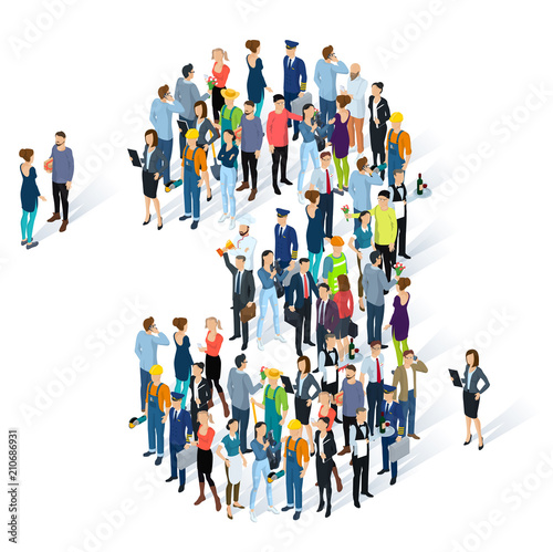 Crowded isometric people  numbers.
