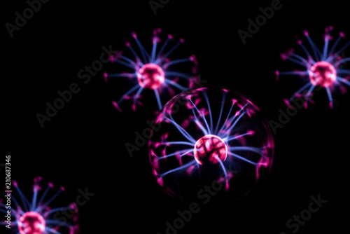 Electricity fire-ball. Abstract photo of electric waves.
