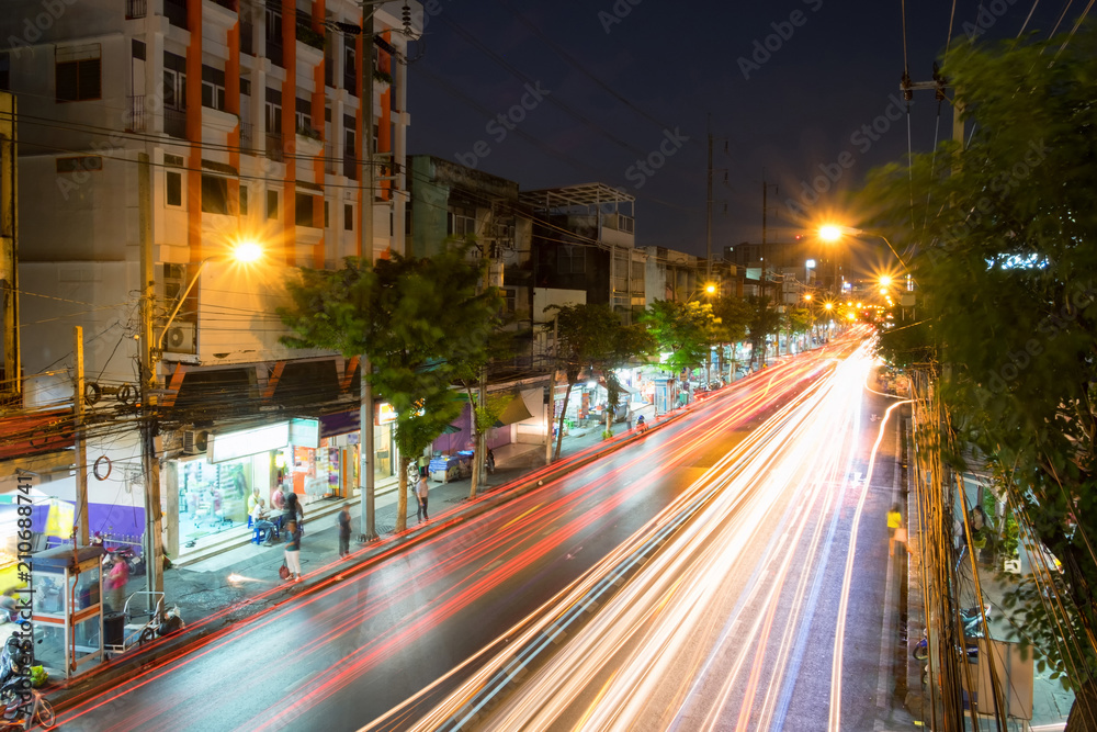 Motion traffic light car in bangkok