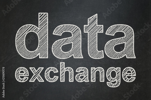 Information concept: text Data Exchange on Black chalkboard background