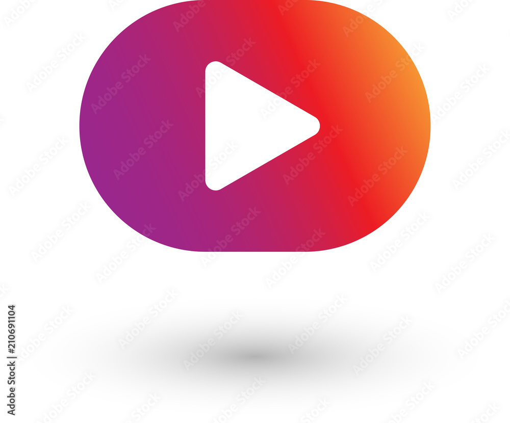 Bright specrtum play button isolated on white. Bright specrtum play button isolated on white.