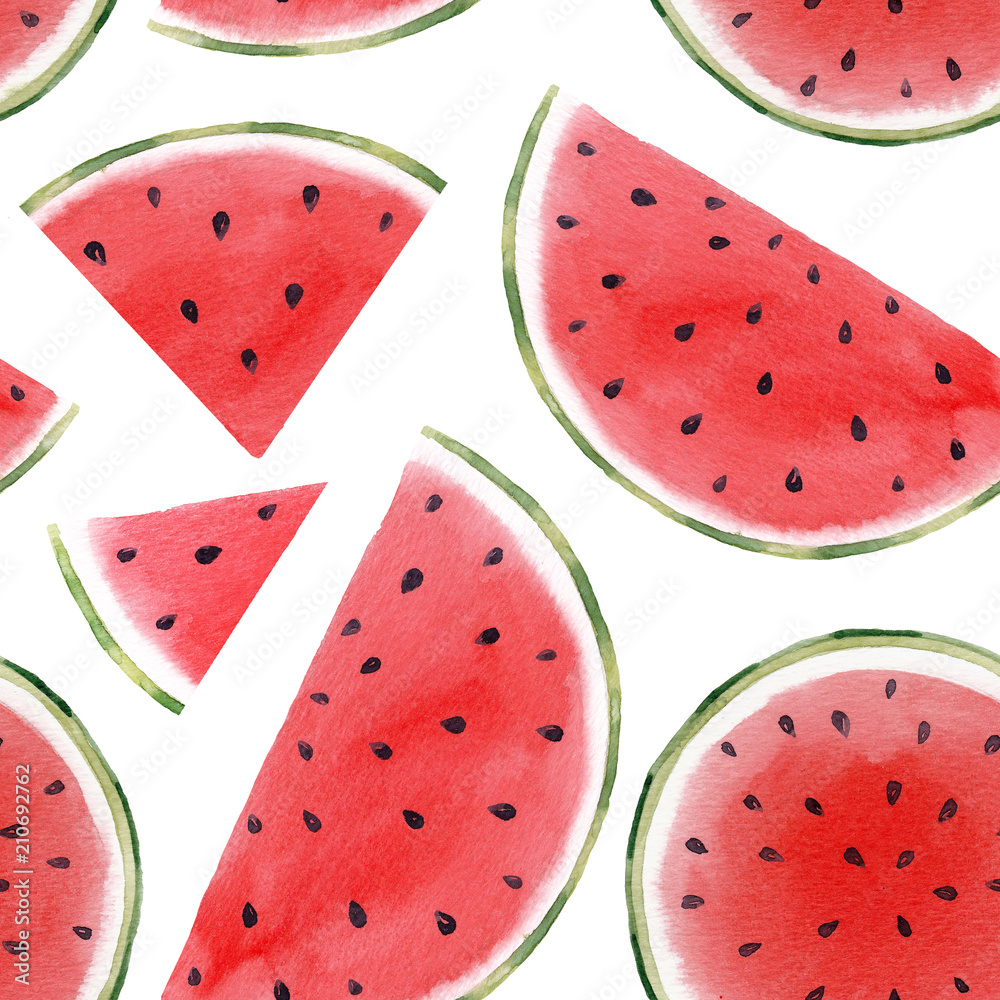Watercolor watermelon seamless pattern Watercolor watermelon seamless pattern