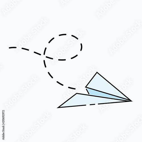 Cartoon paper airplane. Logo of the aircraft made of paper. Illustration for children.