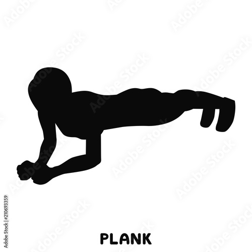 Push ups. Sport exersice. Silhouettes of woman doing exercise. Workout, training.