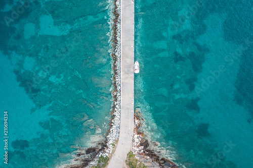 Aerial view of the port on the sea