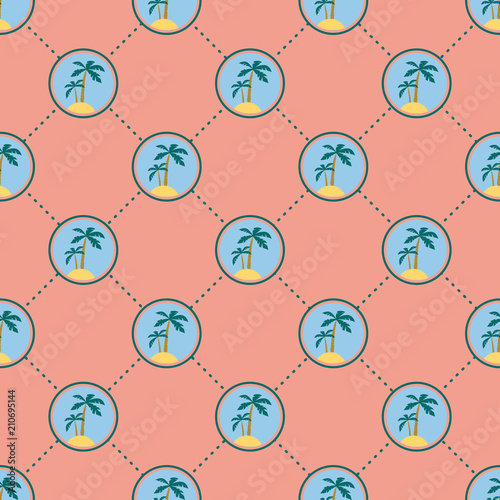 Summer vacation pattern, Seamless colorful pattern with silhouettes of palms