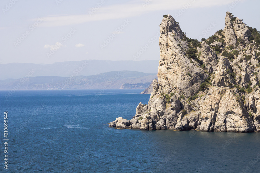 Picturesque rocks on the Cape in the Black sea.Crimean coast.