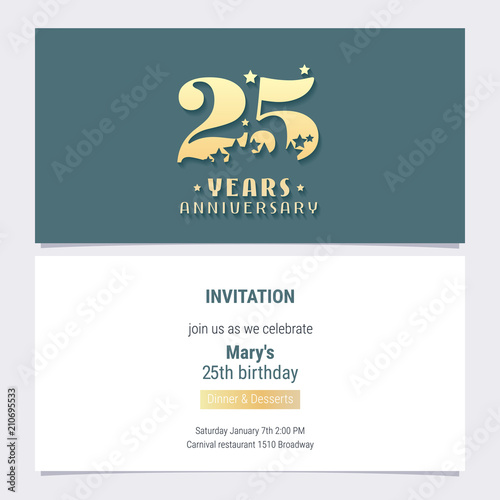 25 years anniversary invitation vector